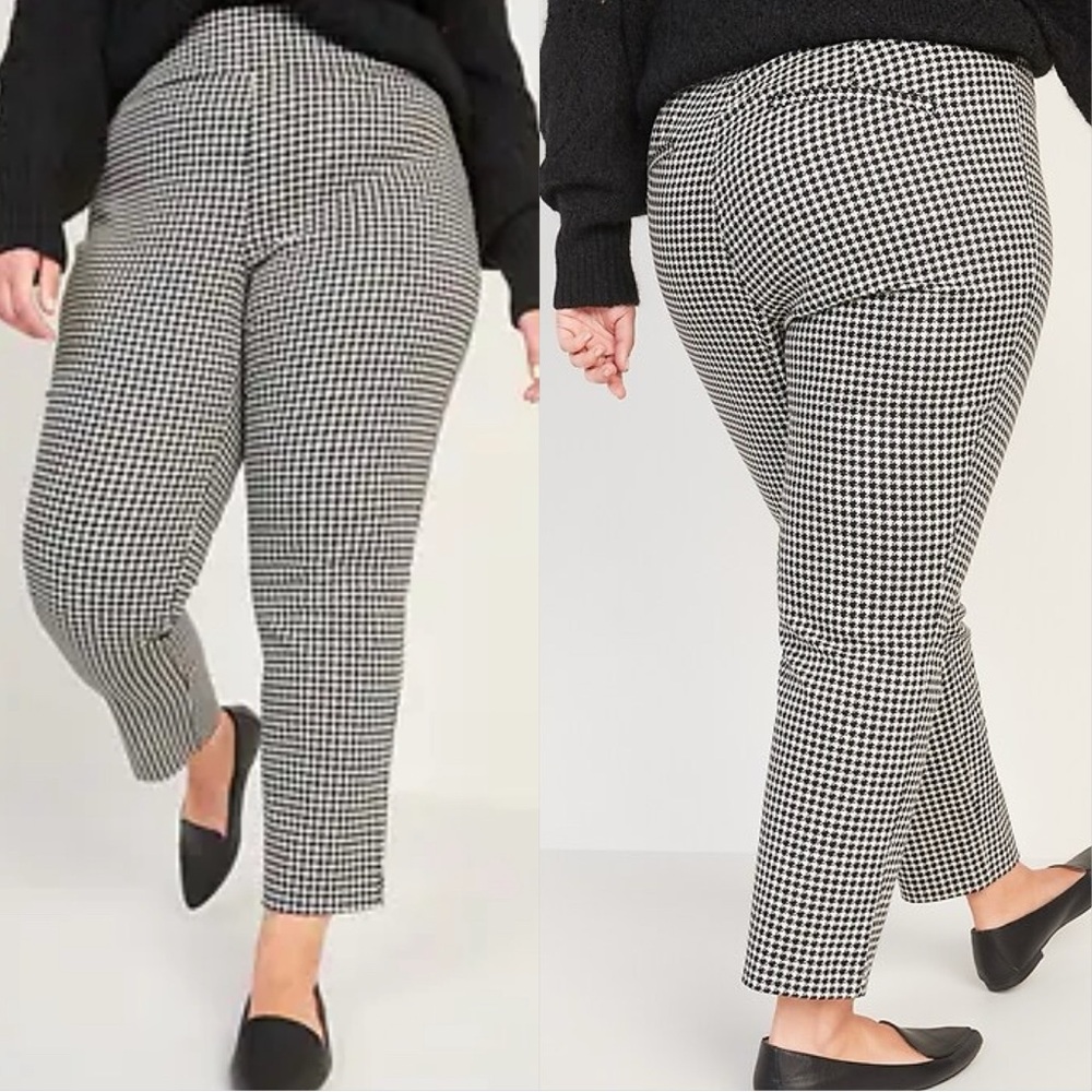 Old Navy Black and White Classic Houndstooth High Waist Ankle Pants Plus Size 20